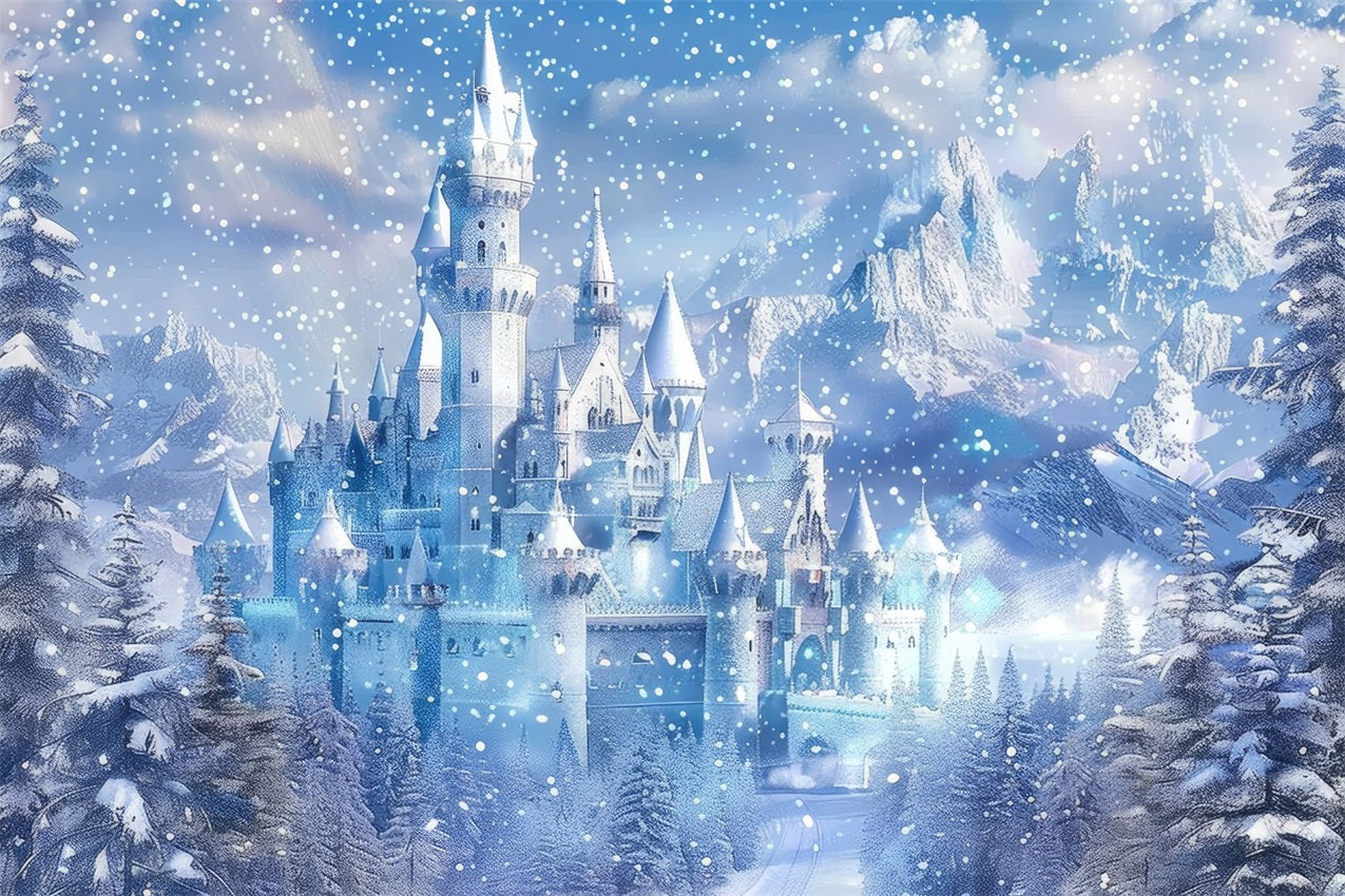 Winter Wonderland Backdrop Frosty Fairy Tale Castle Backdrop UK BRP11-49