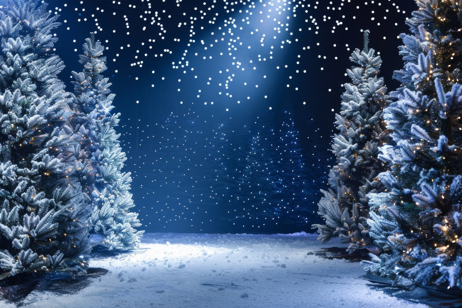 Backdrop Winter Wonderland Snowy Night Photography Backdrop UK BRP11-491