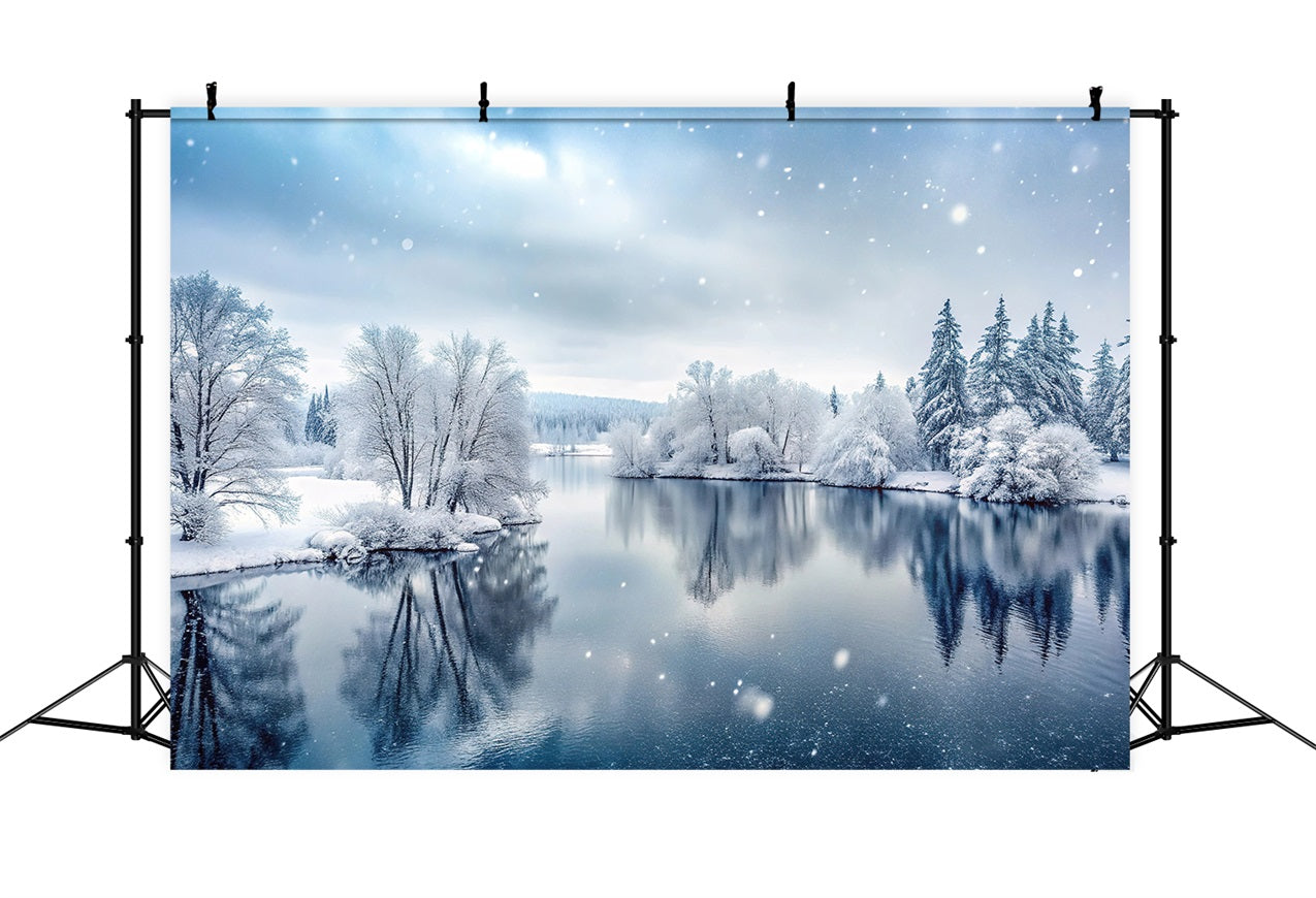 Winter Wonderland Photography Backdrop Frozen Lake Backdrop UK BRP11-492