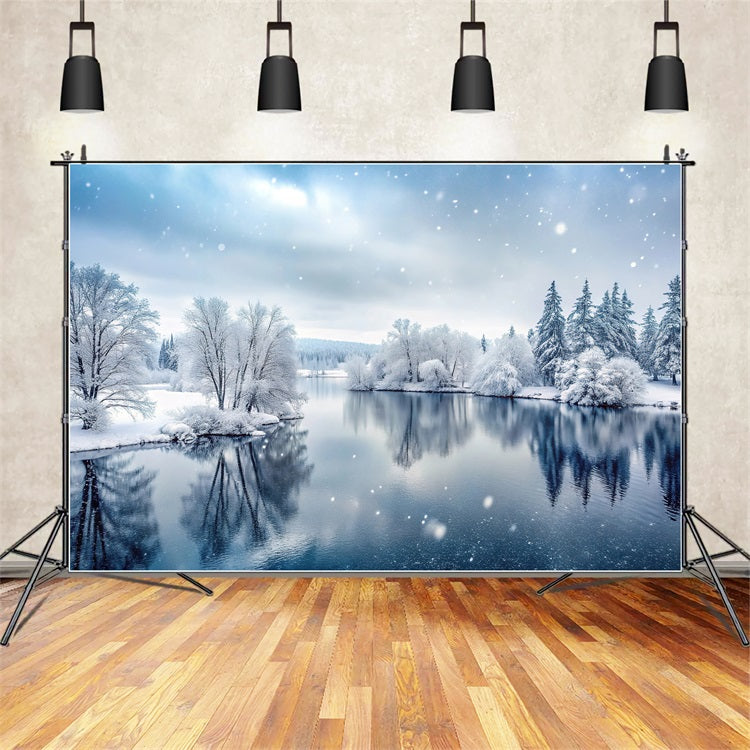 Winter Wonderland Photography Backdrop Frozen Lake Backdrop UK BRP11-492