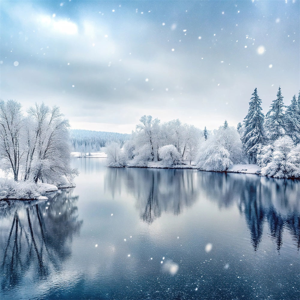 Winter Wonderland Photography Backdrop Frozen Lake Backdrop UK BRP11-492