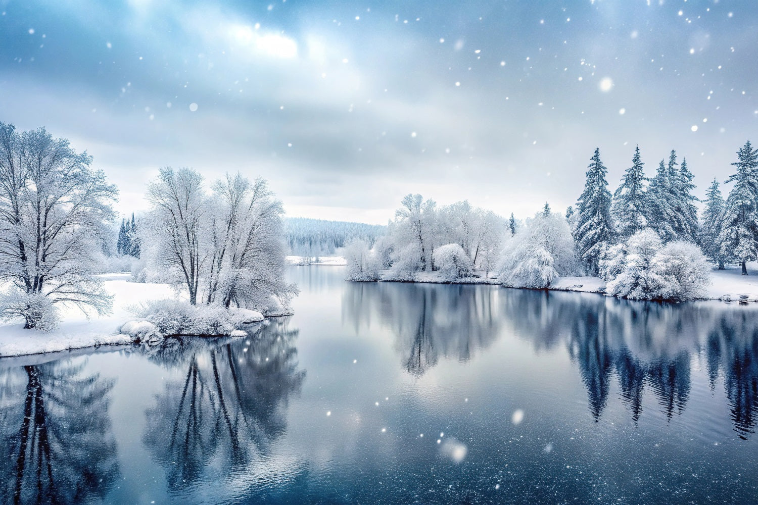 Winter Wonderland Photography Backdrop Frozen Lake Backdrop UK BRP11-492