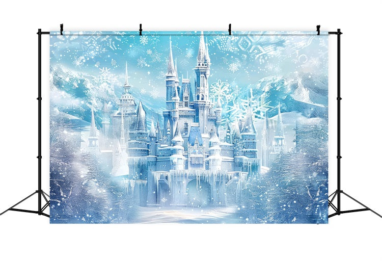 Winter Backdrop Ice Castle Sparkling Snowflakes Backdrop UK BRP11-50