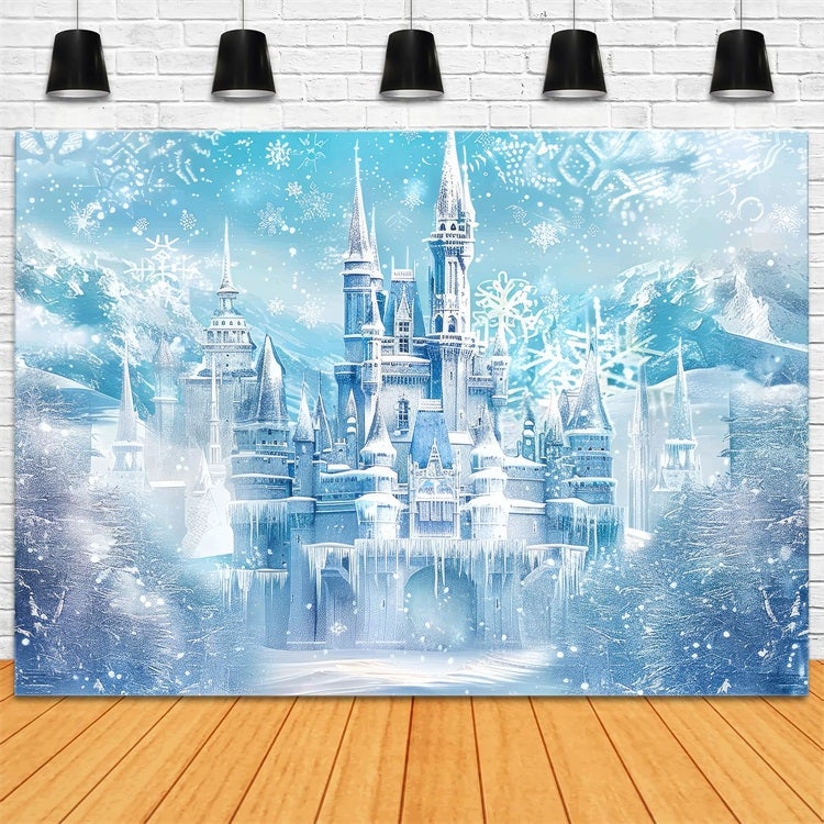 Winter Backdrop Ice Castle Sparkling Snowflakes Backdrop UK BRP11-50