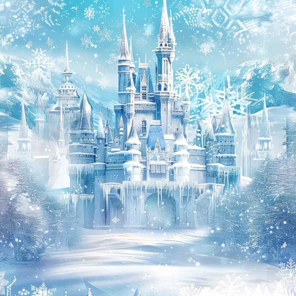 Winter Backdrop Ice Castle Sparkling Snowflakes Backdrop UK BRP11-50