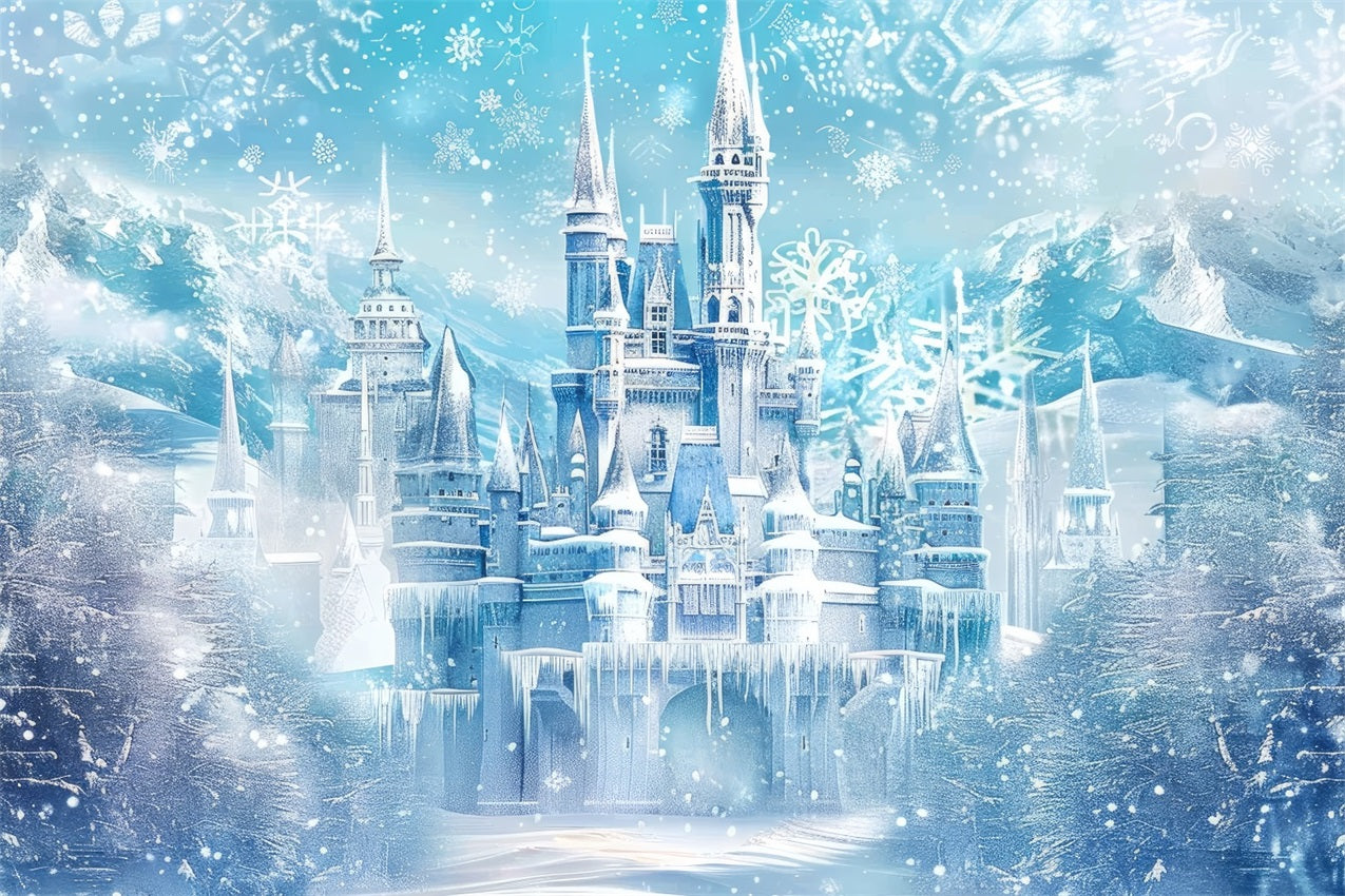 Winter Backdrop Ice Castle Sparkling Snowflakes Backdrop UK BRP11-50