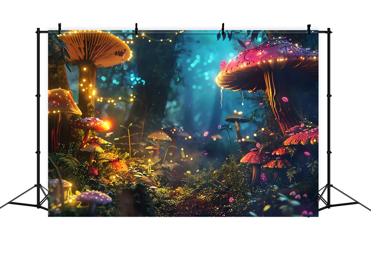 Spring Backdrop Photography Luminous Mushroom Forest Backdrop UK BRP11-509