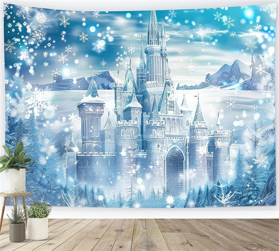 Winter Wonderland Backdrop Frosty Castle Nestled Backdrop UK BRP11-51