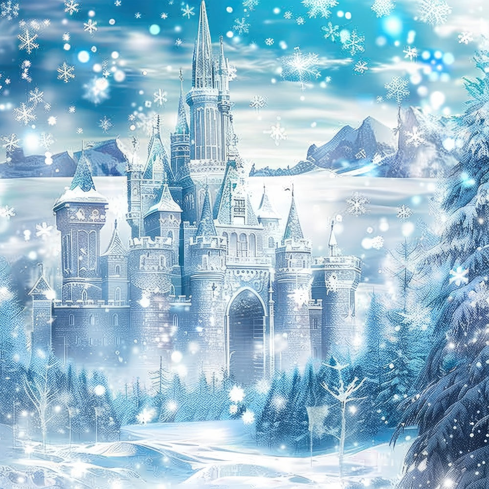 Winter Wonderland Backdrop Frosty Castle Nestled Backdrop UK BRP11-51