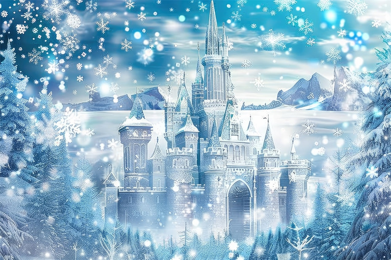 Winter Wonderland Backdrop Frosty Castle Nestled Backdrop UK BRP11-51