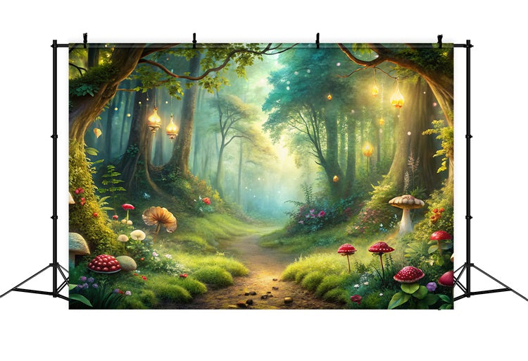 Backdrop Spring Sunlit Forest Mushroom Trail Backdrop UK BRP11-511