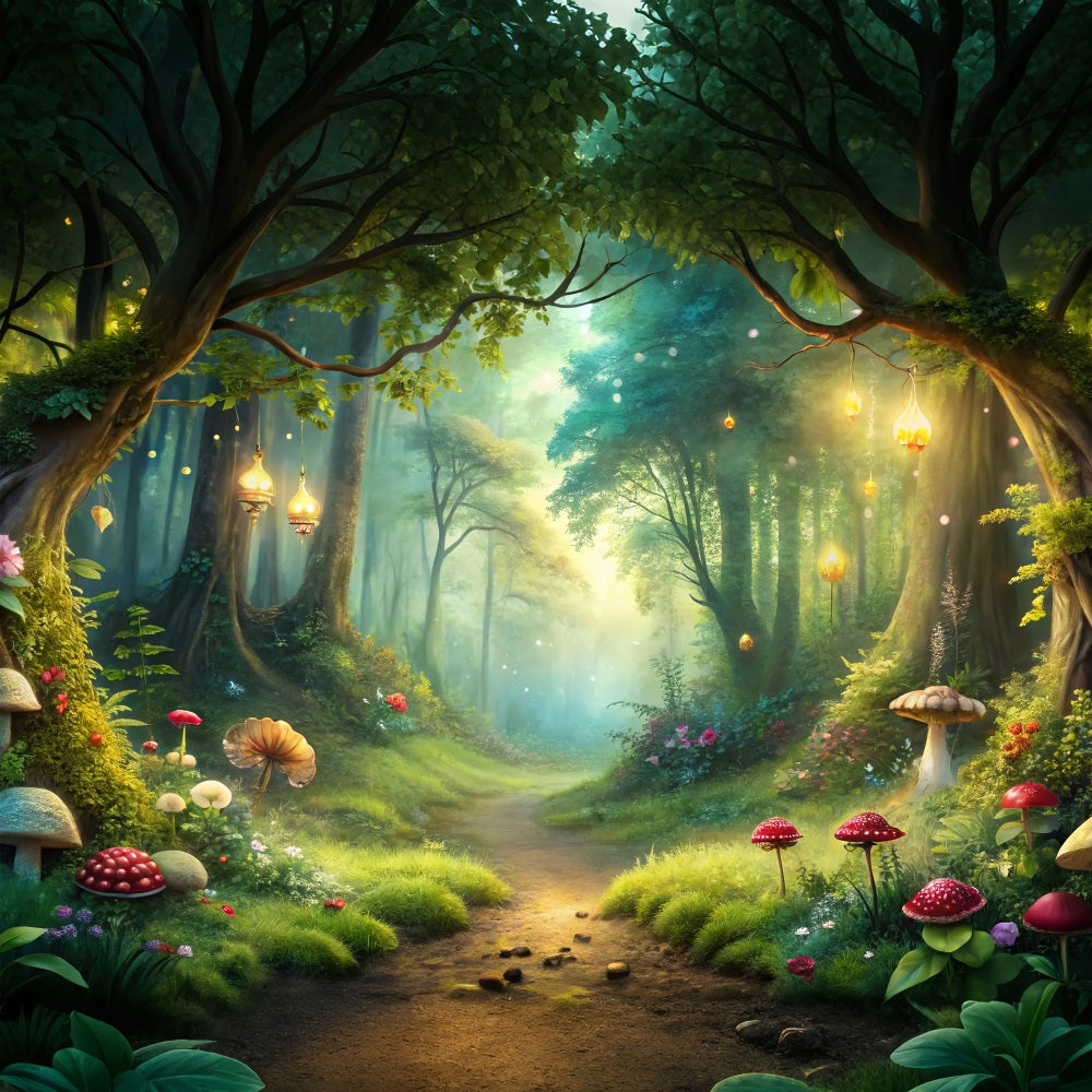 Backdrop Spring Sunlit Forest Mushroom Trail Backdrop UK BRP11-511