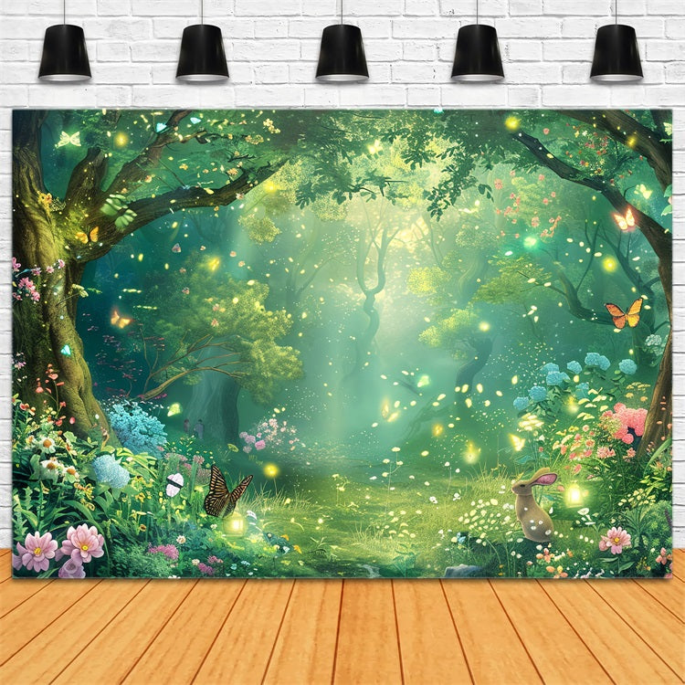 Spring Picture Backdrop Forest Glowing Butterfly Backdrop UK BRP11-513