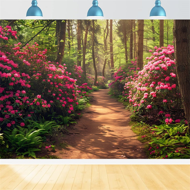 Spring Backdrops Ideas Pink Rhododendron Forest Trail Backdrop UK BRP11-516