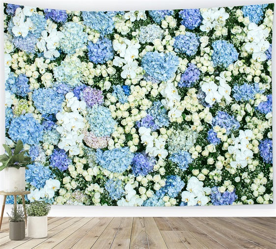 Spring Photography Backdrops Blue White Floral Wall Backdrop UK BRP11-518