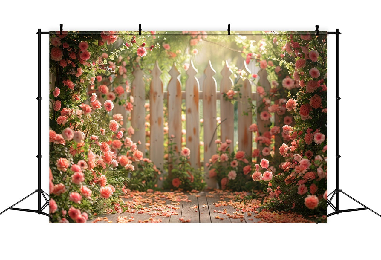 Backdrop Spring Garden Roses Fence Backdrop UK BRP11-526