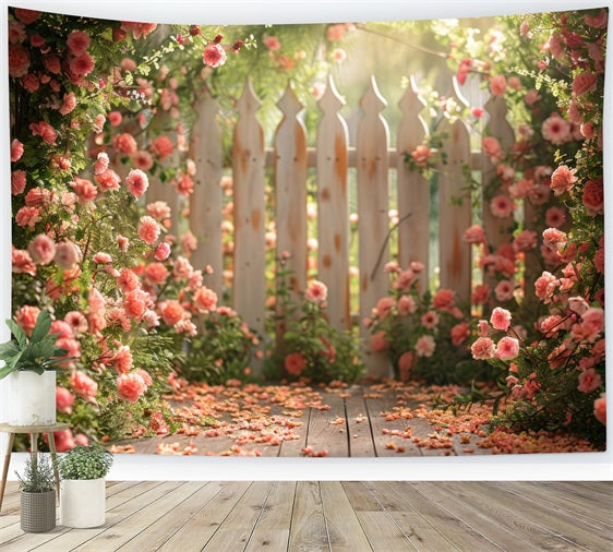 Backdrop Spring Garden Roses Fence Backdrop UK BRP11-526