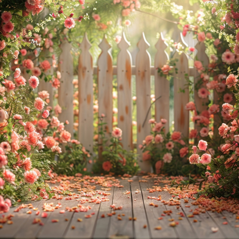 Backdrop Spring Garden Roses Fence Backdrop UK BRP11-526