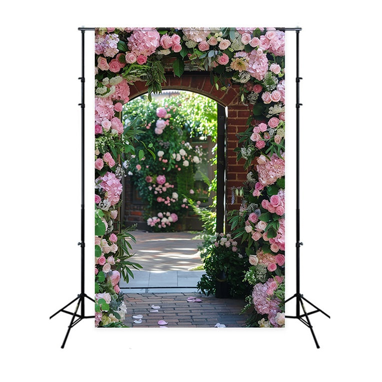 Spring Flower Backdrop Romantic Pink Archway Backdrop UK BRP11-530