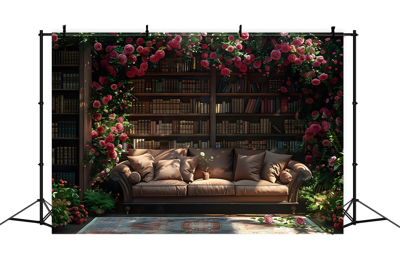 Photography Spring Backdrop Sofa Flower Bookcase Backdrop UK BRP11-533