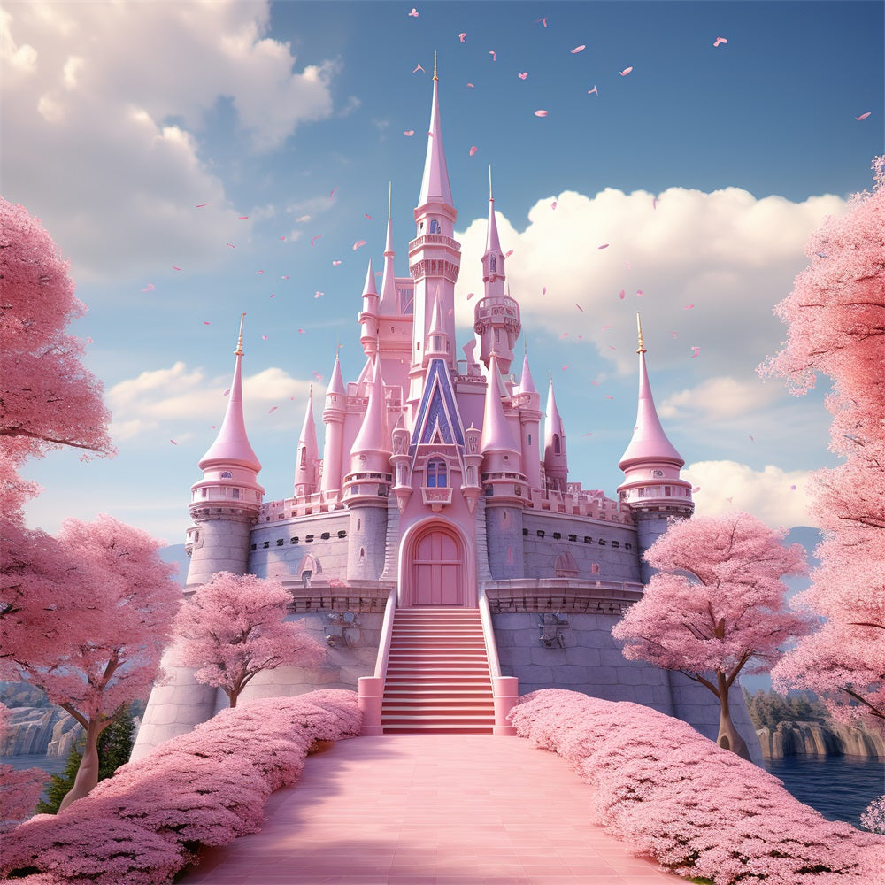 Spring Photo Backdrops Pink Castle Fantasy Backdrop UK BRP11-539