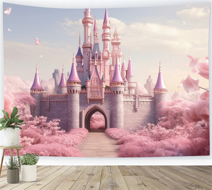 Spring Floral Backdrop Pink Castle Entrance Backdrop UK BRP11-541