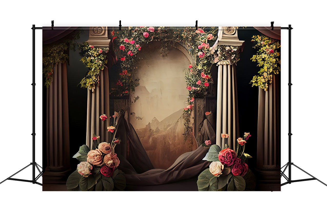 Photography Backdrops Vintage Rose Decor Arch Backdrop UK BRP11-556