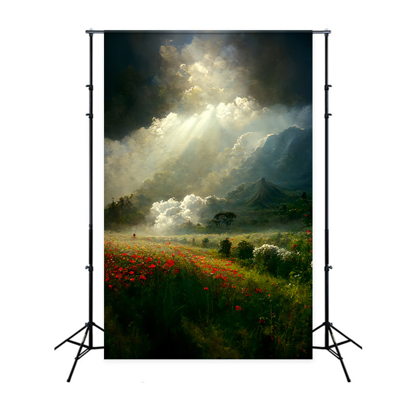 Vintage Backdrops Majestic Landscape Heavenly Light Beam Backdrop UK BRP11-564