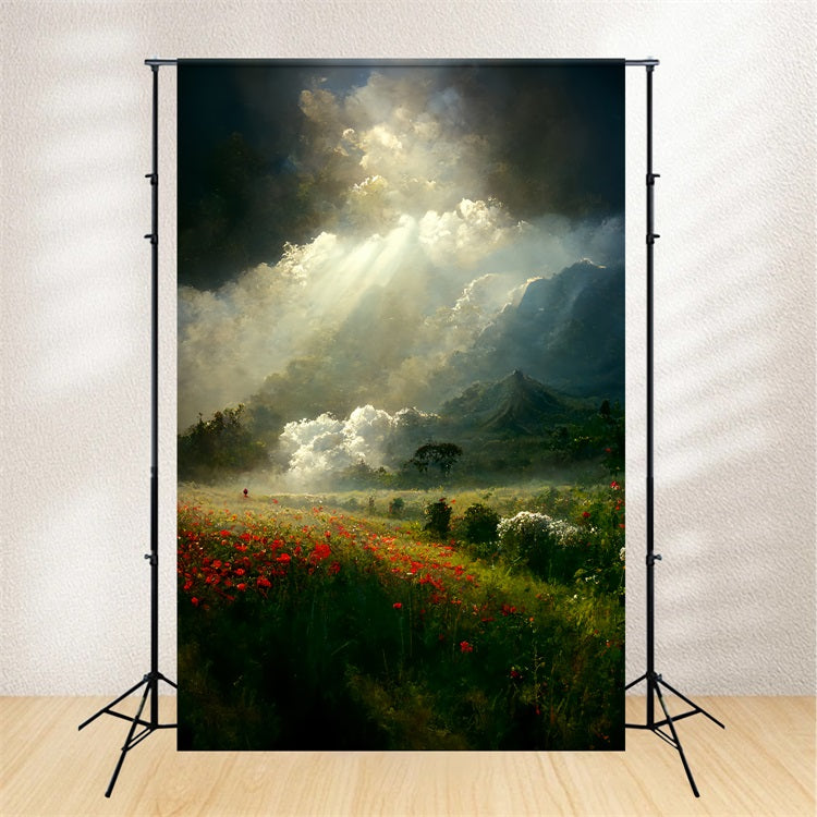 Vintage Backdrops Majestic Landscape Heavenly Light Beam Backdrop UK BRP11-564