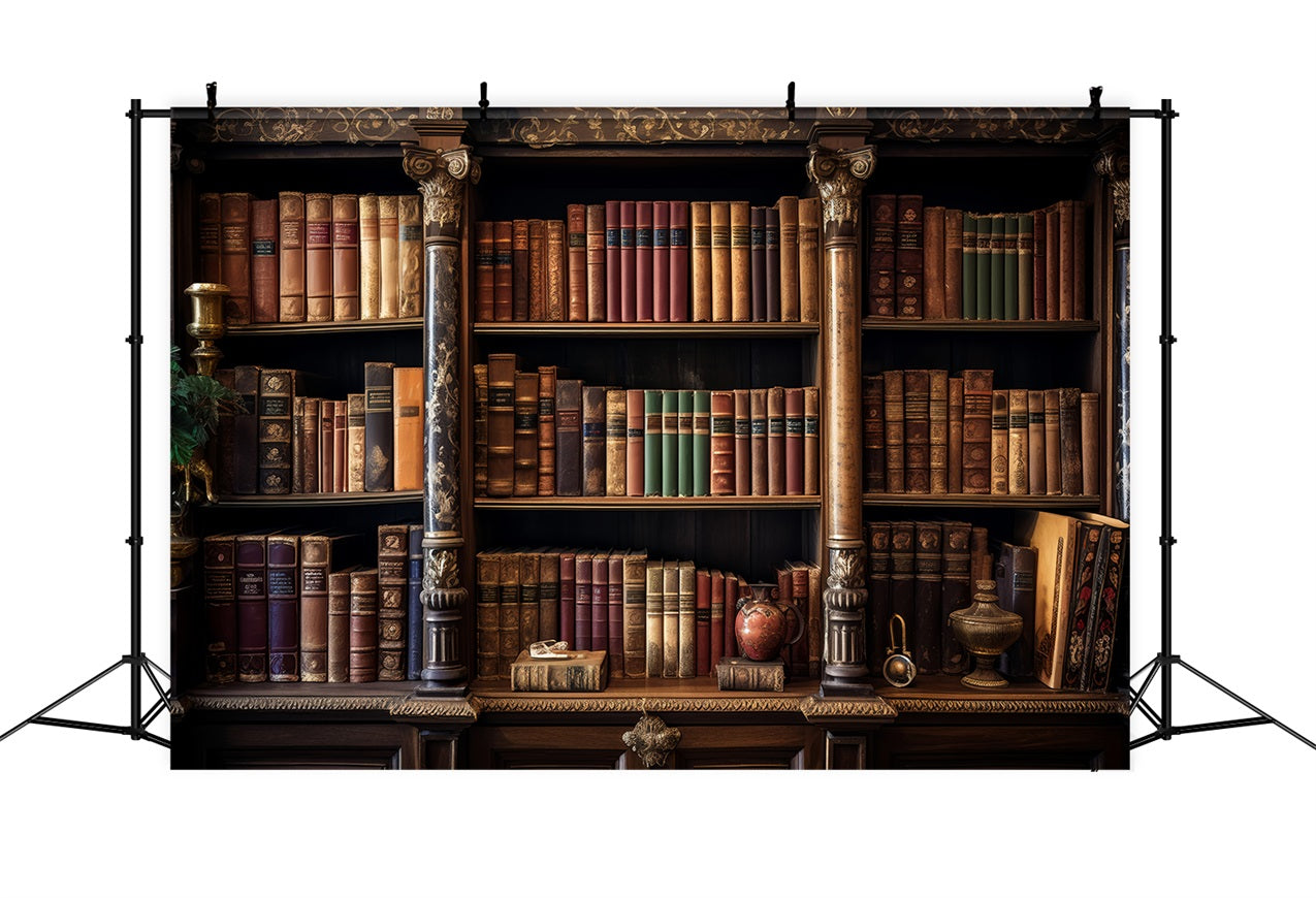 Vintage Photo Backdrops Ornate Book Shelving Backdrop UK BRP11-570