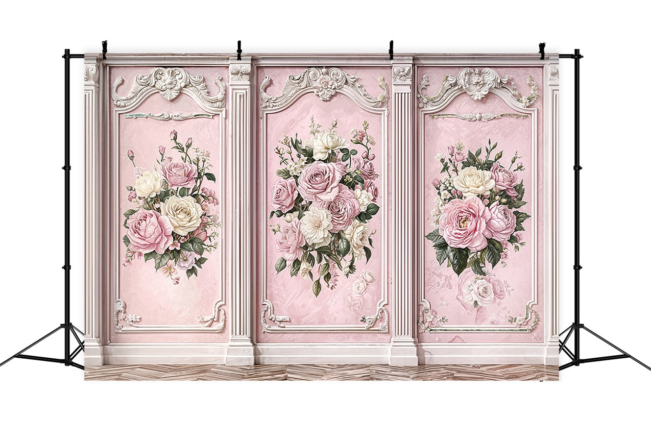 Photography Vintage Backdrop Pink Rose Retro Wall Backdrop UK BRP11-579