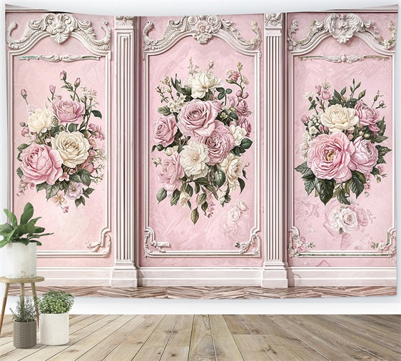 Photography Vintage Backdrop Pink Rose Retro Wall Backdrop UK BRP11-579