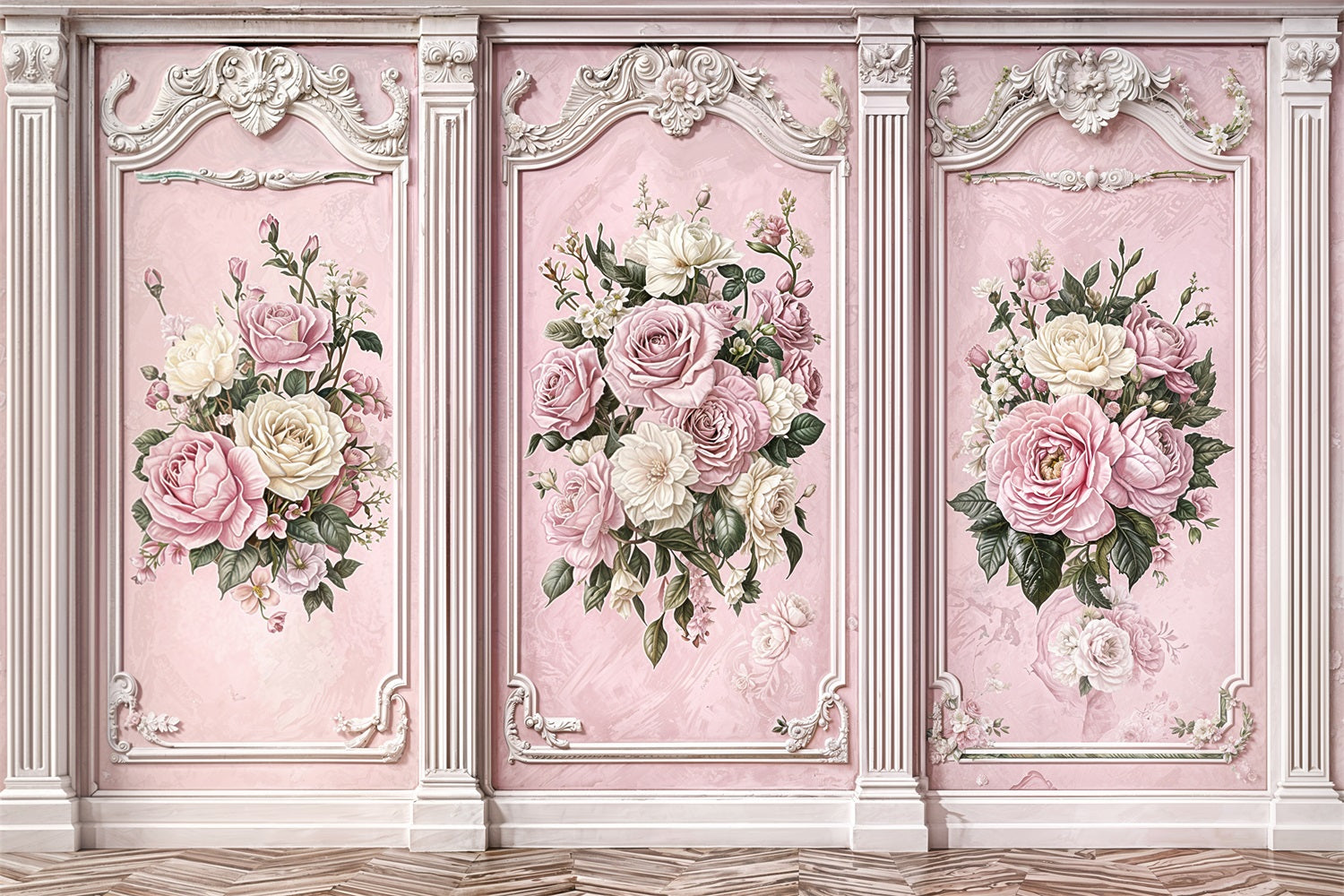 Photography Vintage Backdrop Pink Rose Retro Wall Backdrop UK BRP11-579