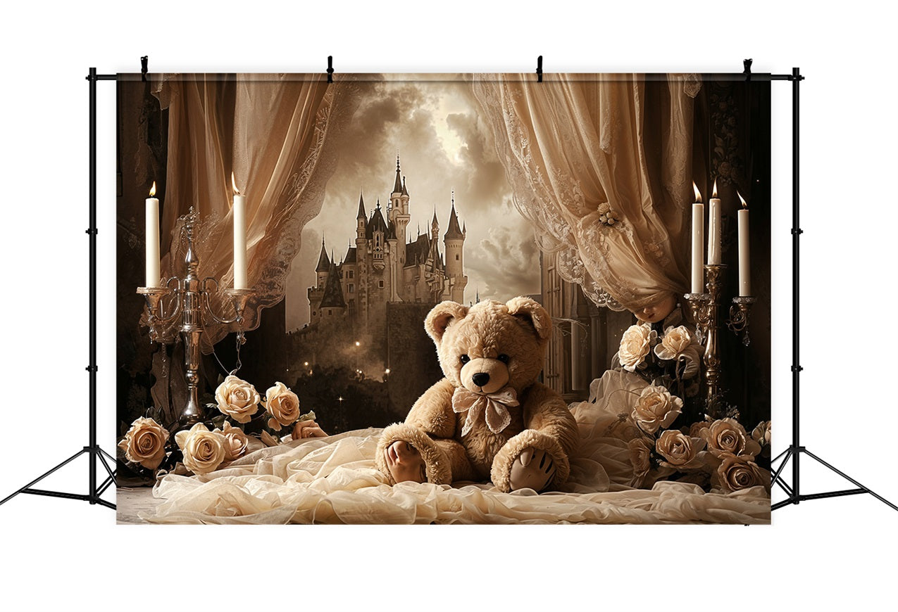 Vintage Photo Backdrop Ideas Castle Teddy Curtain Backdrop UK BRP11-583