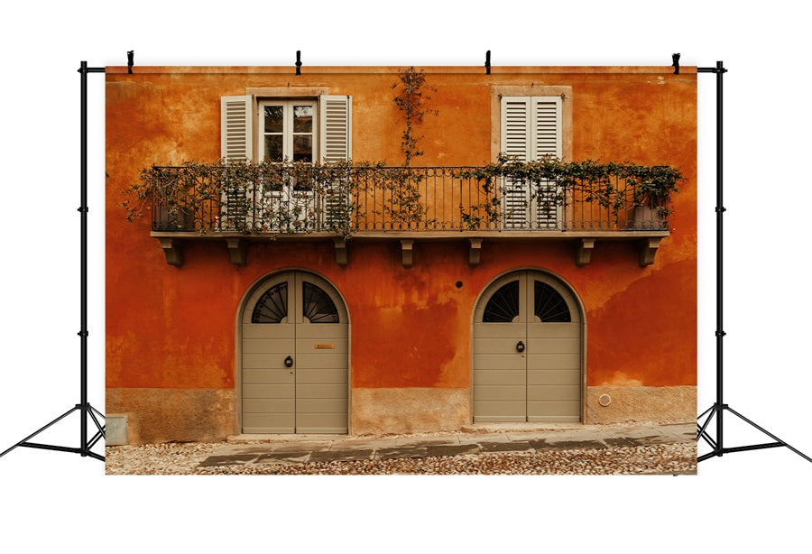 Vintage Photography Backdrops Arched Doors Shuttered Windows Wall Backdrop UK BRP11-590