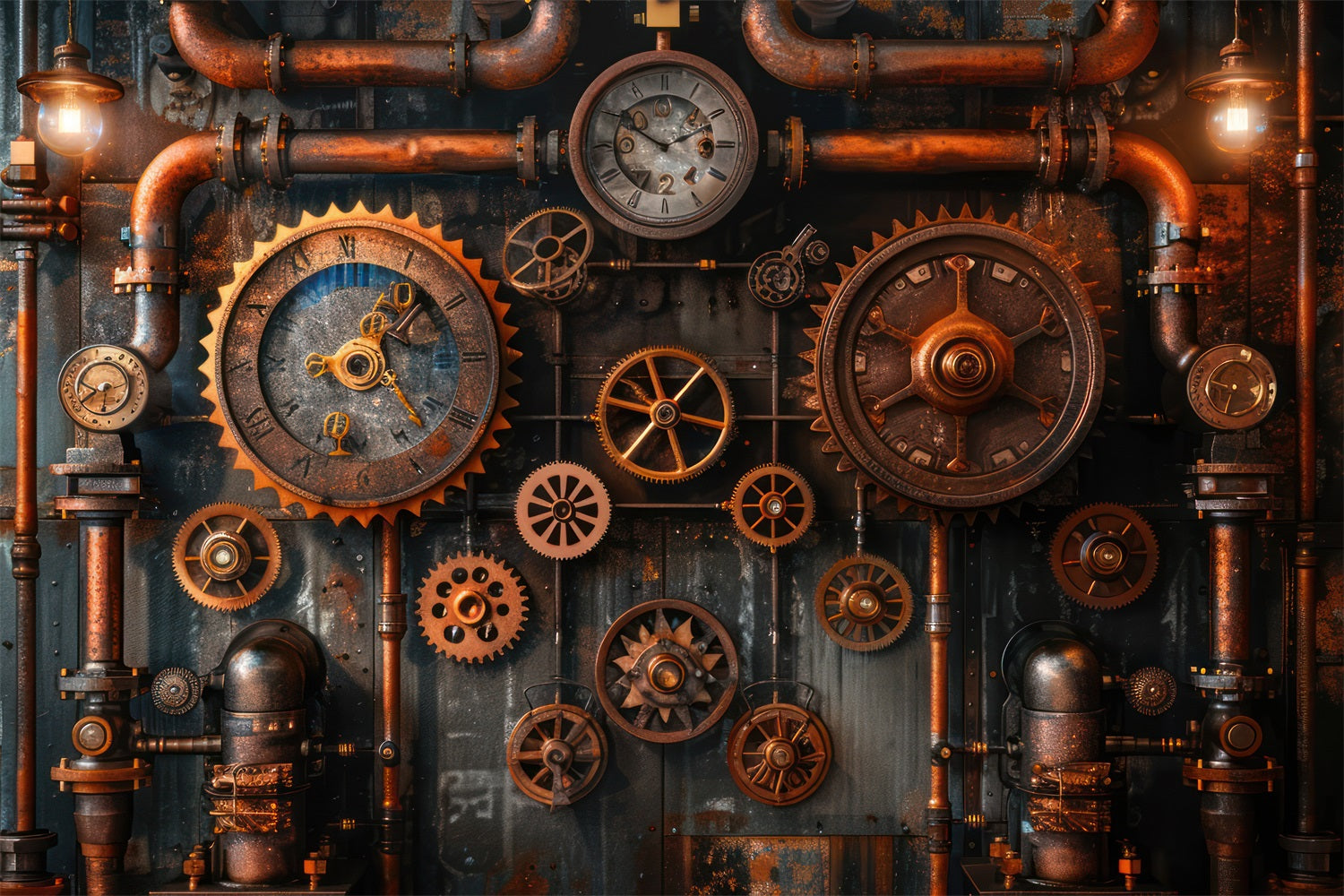 Photography Vintage Backdrop Steampunk Decor Gears Pipes Backdrop UK BRP11-597