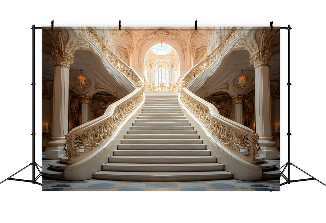 Backdrops Vintage Staircase Intricate Carvings Backdrop UK BRP11-598