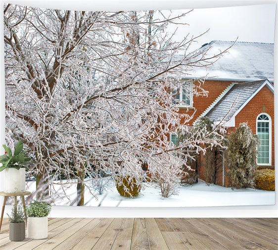 Winter Wonderland Backdrop Frosted Foliage House Backdrop UK BRP11-6