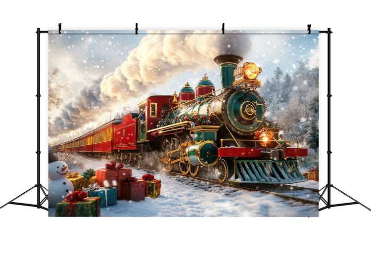 Winter Wonderland Backdrop Holiday Train Journeying Backdrop UK BRP11-60