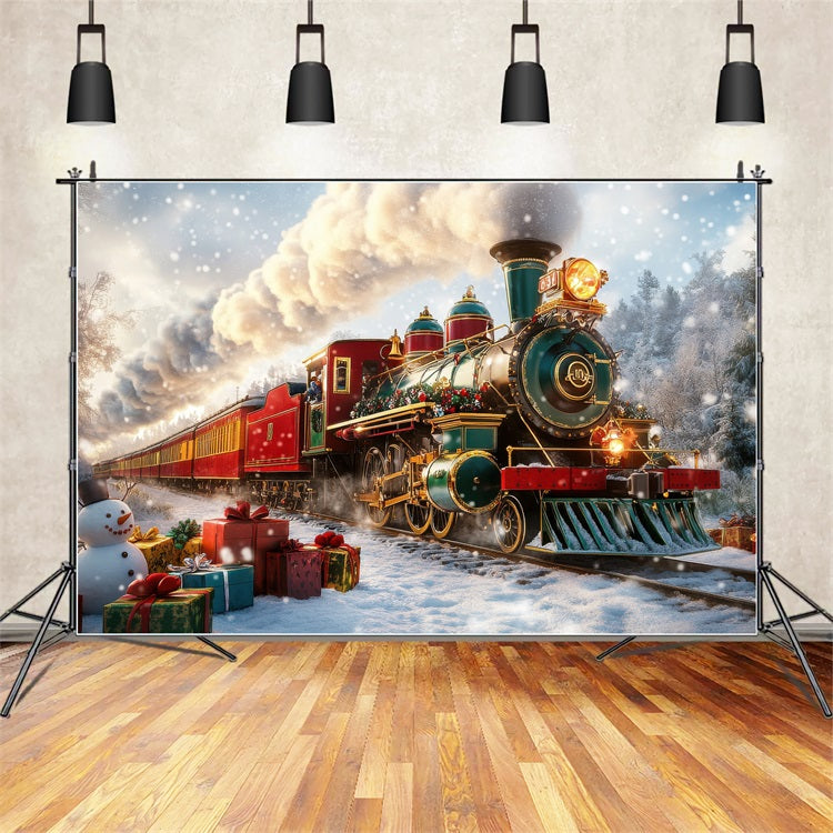 Winter Wonderland Backdrop Holiday Train Journeying Backdrop UK BRP11-60