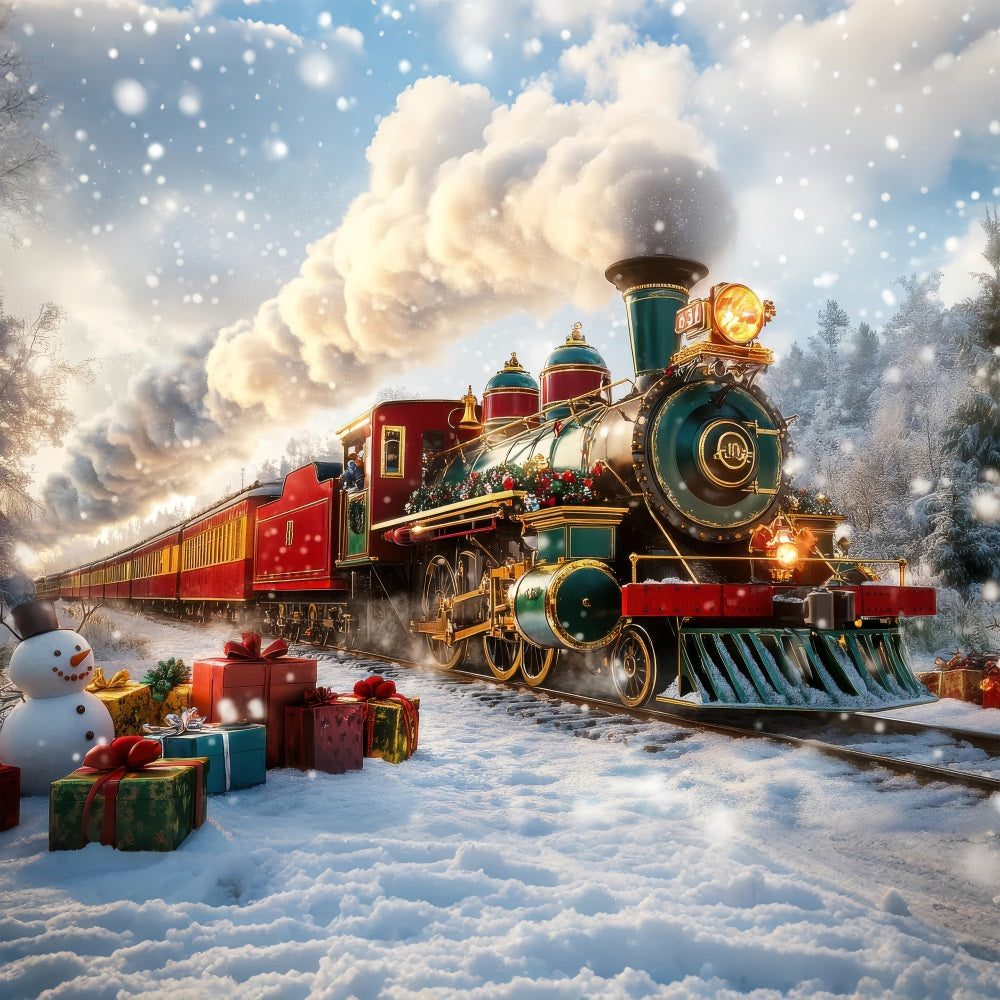 Winter Wonderland Backdrop Holiday Train Journeying Backdrop UK BRP11-60