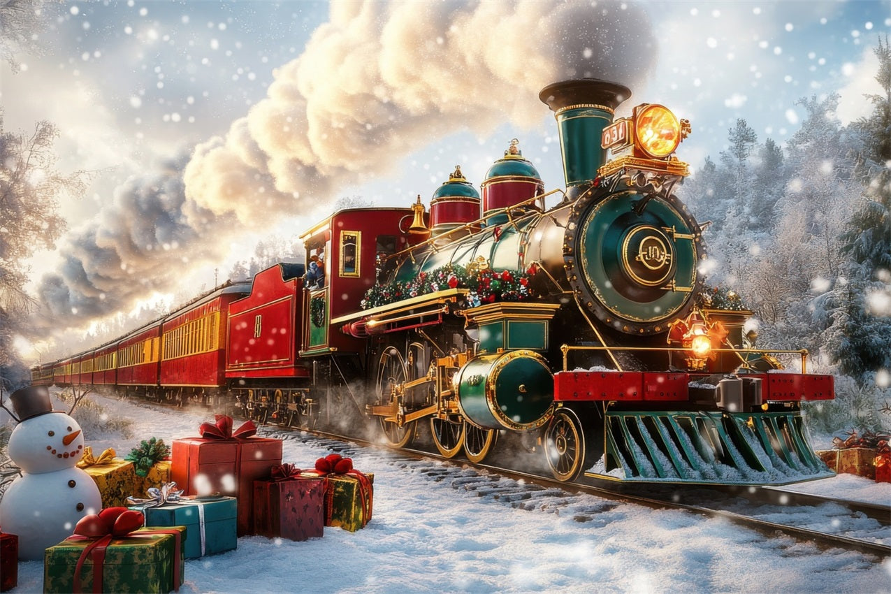 Winter Wonderland Backdrop Holiday Train Journeying Backdrop UK BRP11-60