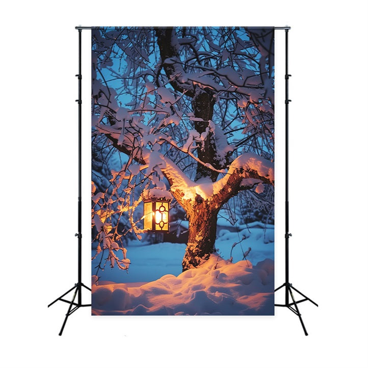 Winter Backdrops Snowy Tree Glowing Lantern Backdrop UK BRP11-65