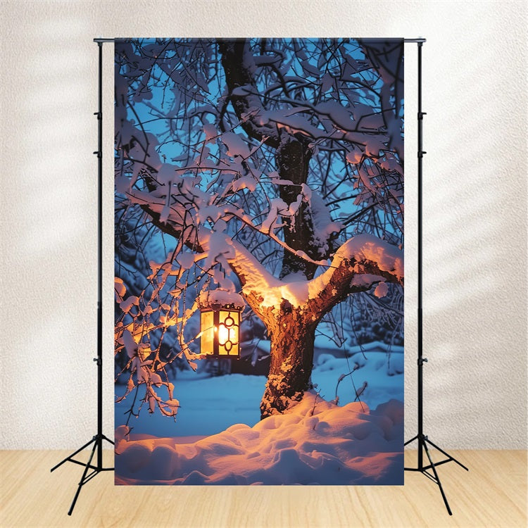 Winter Backdrops Snowy Tree Glowing Lantern Backdrop UK BRP11-65