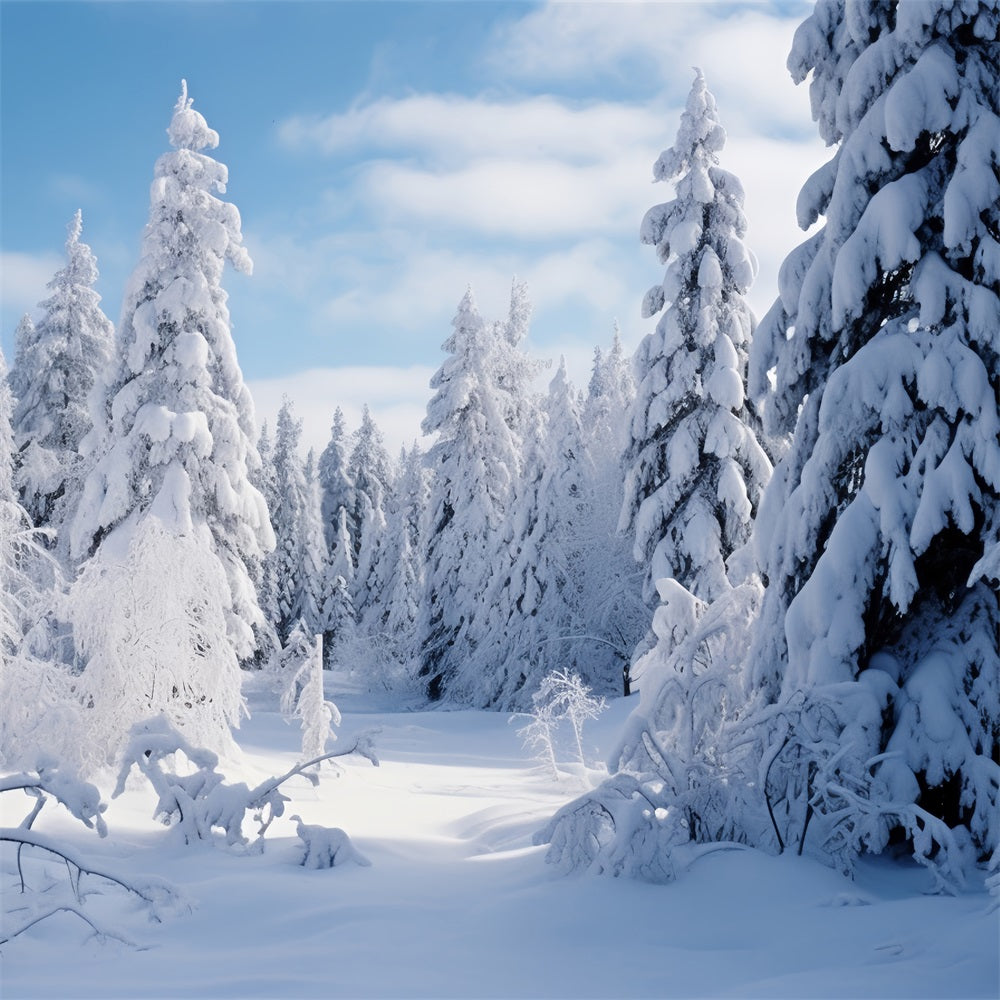 Winter Scene Backdrop Frosted Pines Blue Sky Backdrop UK BRP11-7