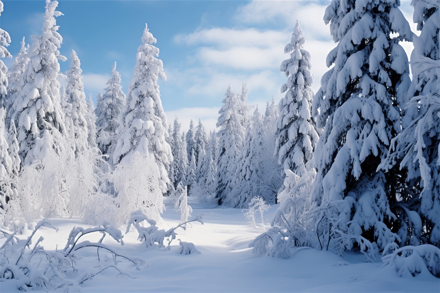 Winter Scene Backdrop Frosted Pines Blue Sky Backdrop UK BRP11-7