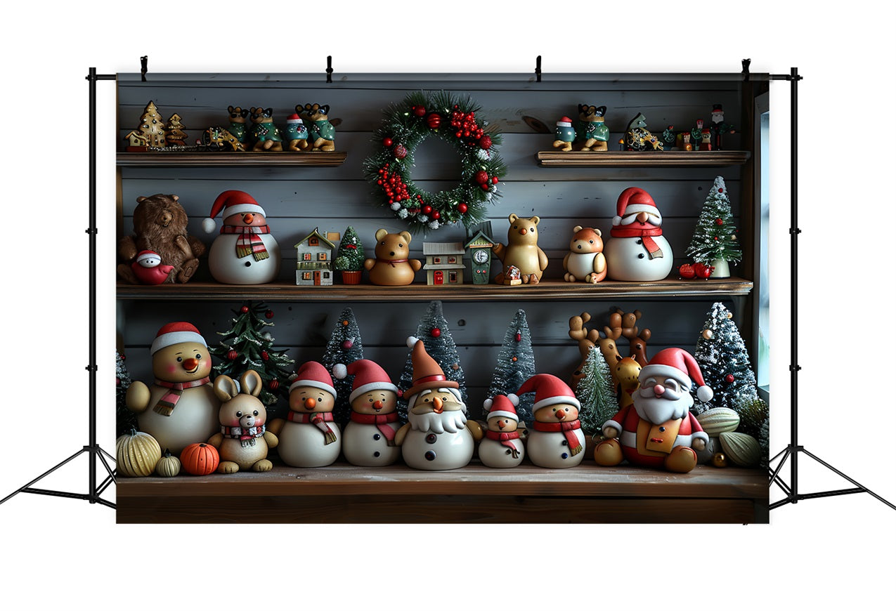 Christmas Photography Backdrops Santa's Workshop Snowy Friends Backdrop UK BRP11-77