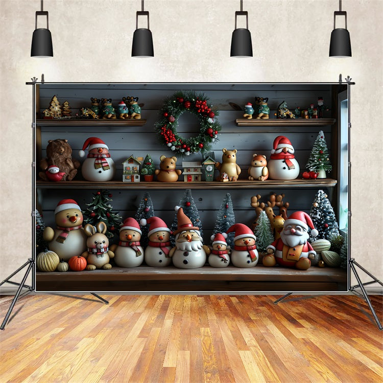 Christmas Photography Backdrops Santa's Workshop Snowy Friends Backdrop UK BRP11-77