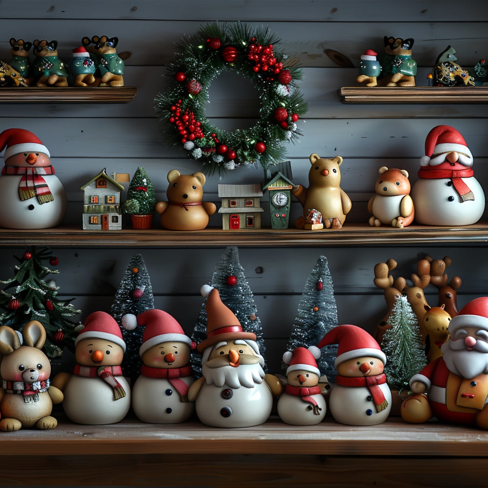 Christmas Photography Backdrops Santa's Workshop Snowy Friends Backdrop UK BRP11-77