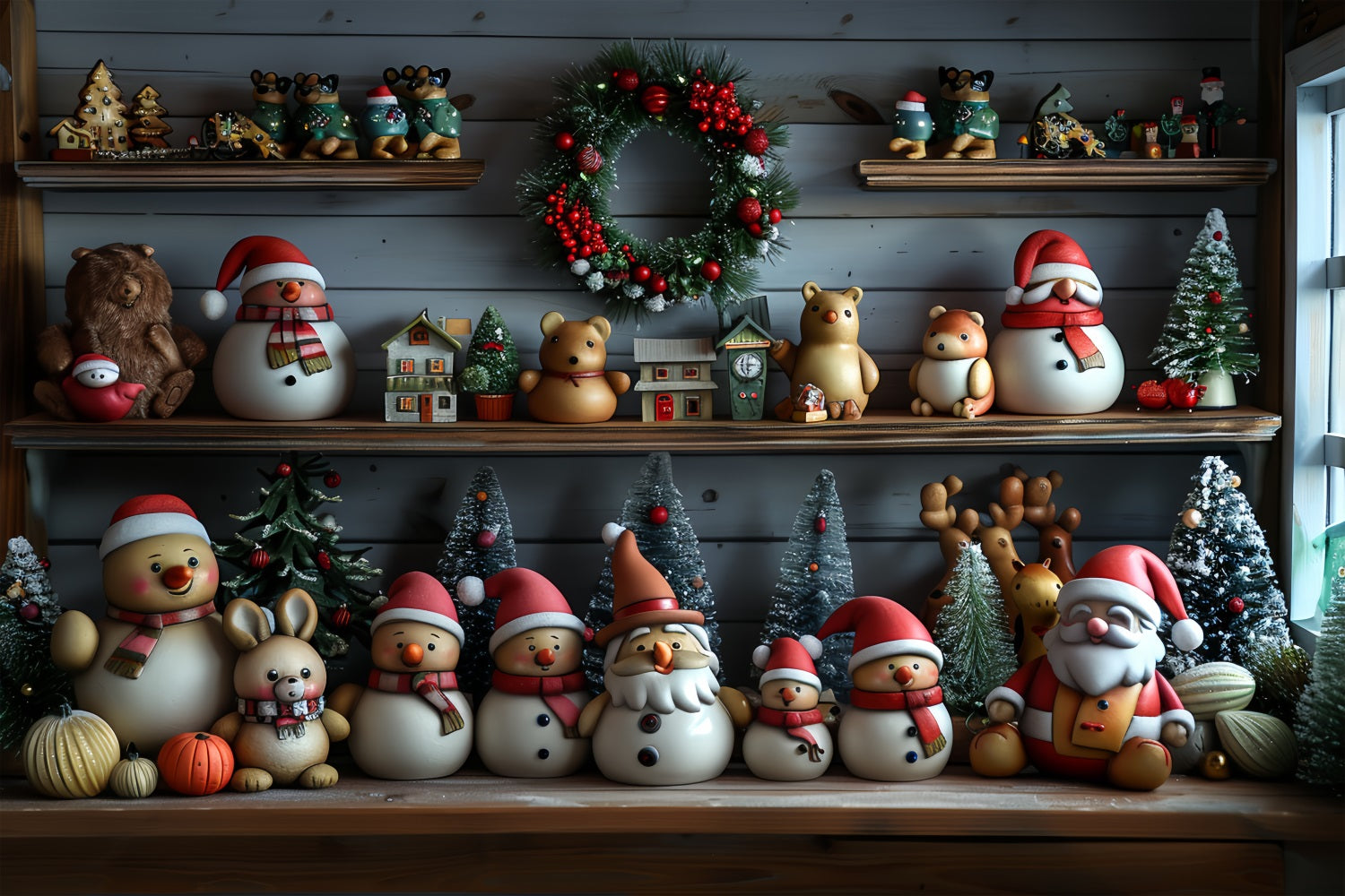 Christmas Photography Backdrops Santa's Workshop Snowy Friends Backdrop UK BRP11-77